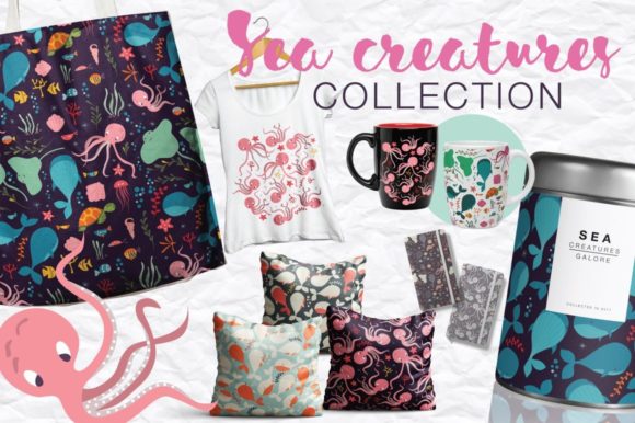 Explore the Beauty of Sea Creatures Collection: Illustrations, Patterns, and More