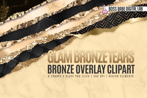 Glam Bronze Tears Clipart for Stylish Design