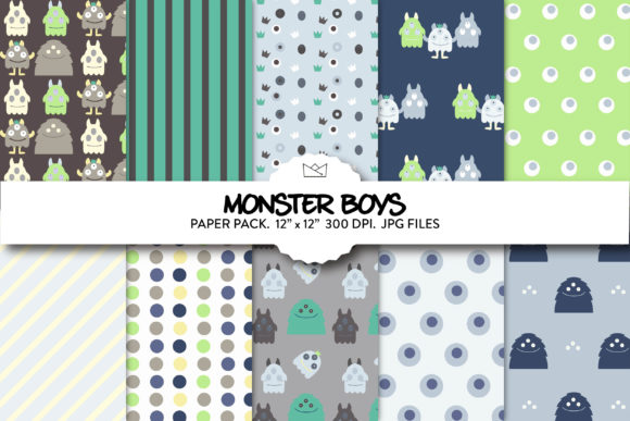 Monster Digital Paper Pack, Cute Monster
