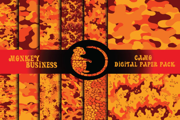 Orange Camo Digiral Paper Pack, Scrapbook: A Must-Have for Creative Projects