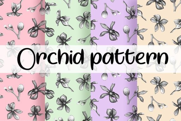 Orchid Pattern, Orchid Digital Paper for Creative Design