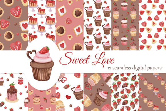 Sweet Love Digital Papers Set, Valentine