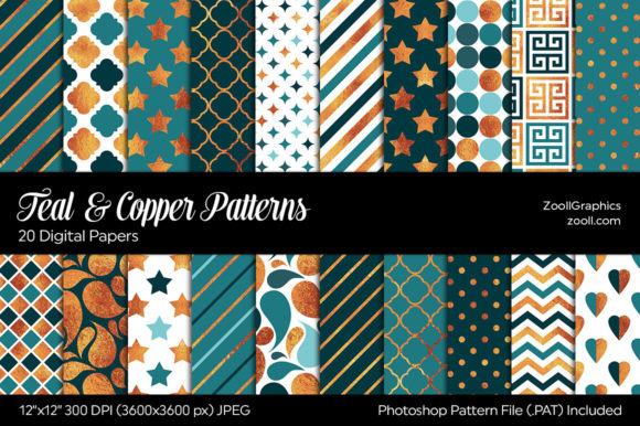 Teal and Copper Digital Papers: A Versatile Design Resource for Creatives and Professionals