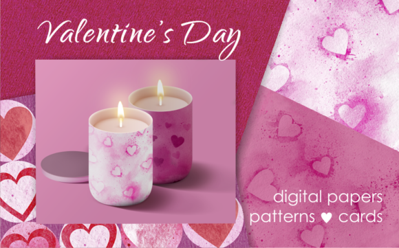 Valentine's Day Watercolor Digital Paper