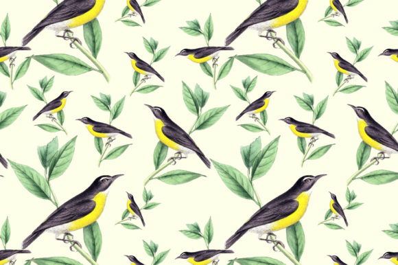 Vintage Banana Bird Art Seamless Pattern