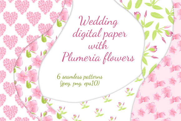 Wedding Digital Paper with Plumeria: A Romantic and Versatile Design Choice